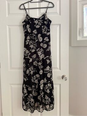 J. Crew Mercantile Black Maxi Dress with White Floral Print (6)
